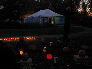 Skit tents viewed from pumpkin patch