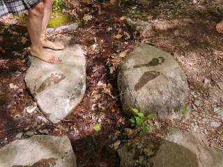 Wet barefoot prints