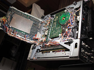 Bottom open, lower board and takeup drive