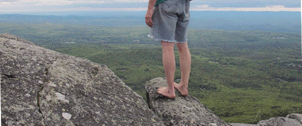 Atop Mt. Monadnock, barefoot