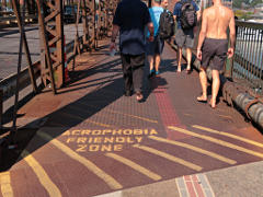 Onto the Charlestown Bridge with its open steel decking