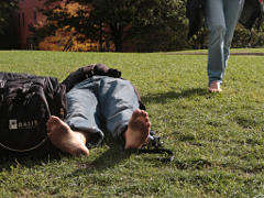 A brief rest after climbing the Bunker Hill monument