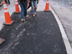 Dust prints on fresh, warm asphalt
