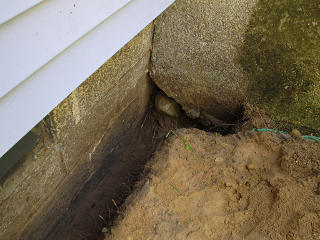 Rubble under the front stoop