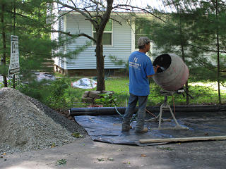 Loading the cement mixer