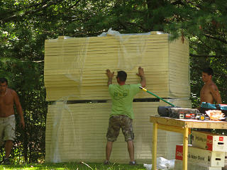 Stacking the foam