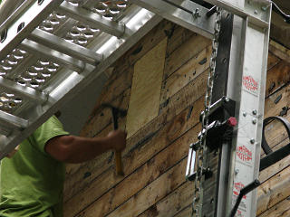 Gable vent hole framed in