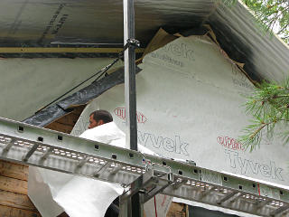 Housewrapping around gable