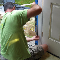 Sawing off door shims flush