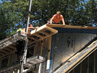 Plywood to form roof overhang