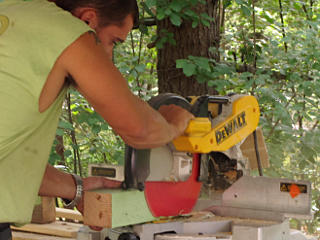 Shaving down beam piece a little