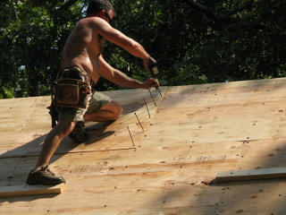 Screws lined up to rafter