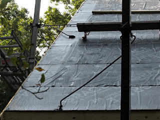 Dew on the roof, visible pattern