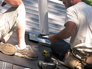 Trimming stink-pipe flashing