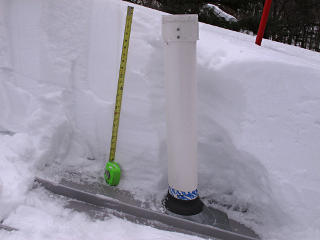 Snow pack relative to the stack