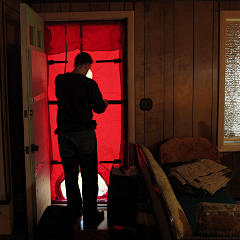 Blower door in frame