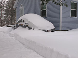 Buried under snow