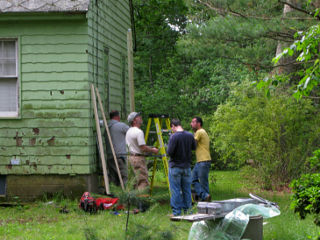 Crew of guys for temp power pole