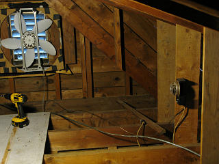 Gable vent fan and thermostat