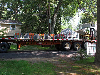 Flatbed arrives with pavers