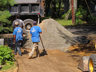 Mound of aggregate delivered