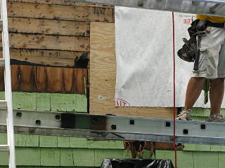 Bathroom window becomes a wall