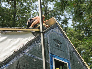 Trimming first roof layer