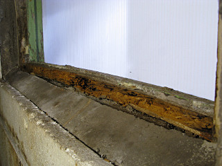 Heavy rot in basement-window sill