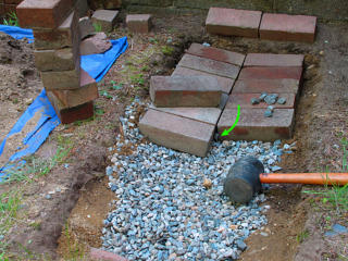 Laying the vee of bricks