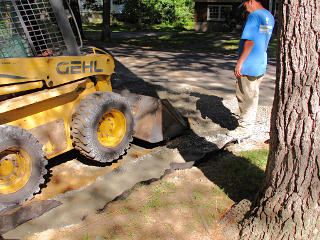 Digging away temporary ramp