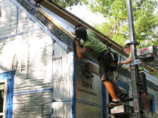 Lining up to roof edge