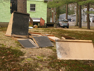 Junk scattered in backyard