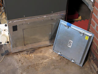 Air handler box marked to cut