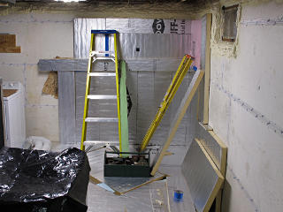 Test insulation layer on basement wall
