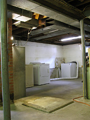 Cleared and cleaned furnace pad, ready for air-handler