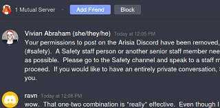 mute and report-to-safety test w/ Viv; impersonal and surprising