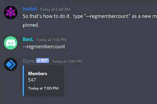showing off --regmembercount which people dont even realize is the Dyno prefix