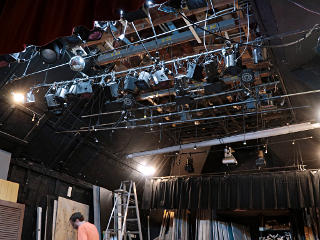 Scary lighting pipes over stage