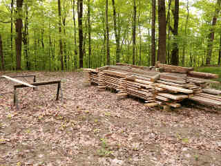 Dance floor wood neatly stacked