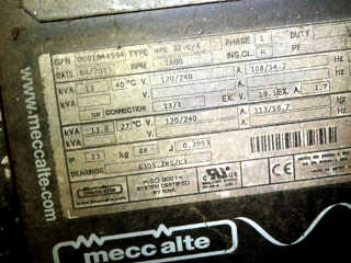 Generator spec plate