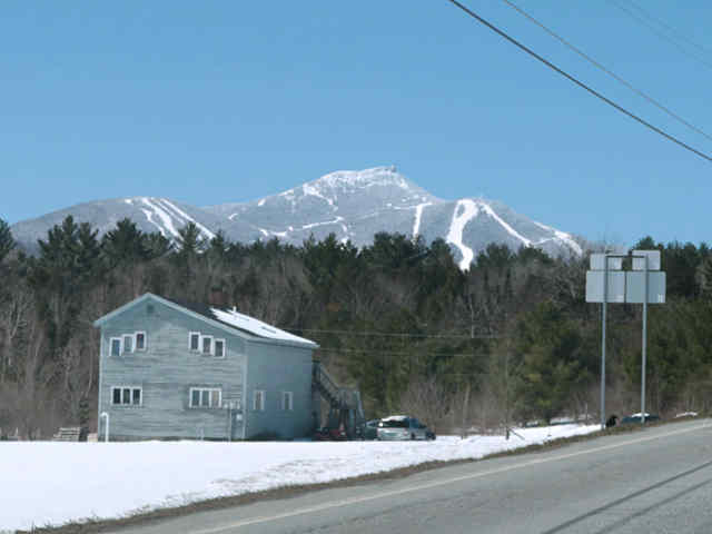 Jay Peak looming large on the way driving toward it