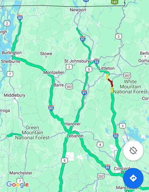 Google-traffic, 3 am next morning: Franconia notch still a mess