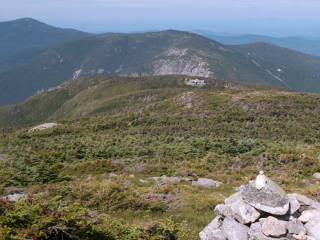 Looking back to hut and Cannon rockslide