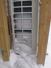 Ice accumulation around bottom of heat-pump