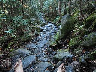 A steep, wet descent