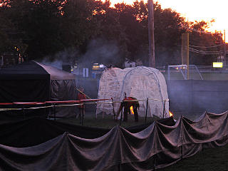 Exit tunnel surrounded by fog