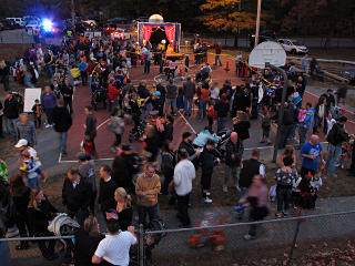 Costume parade and people milling