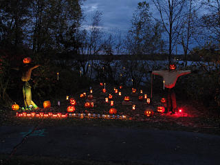 Pumpkin patch at dusk