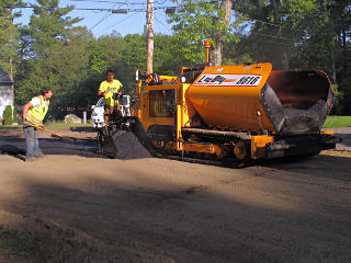 Paving machine in operation