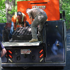 Pulling grate off truck